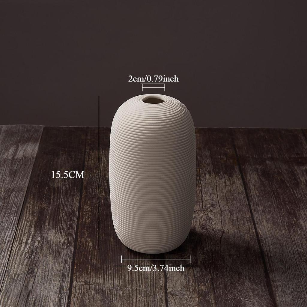 Vaseflower Ceramic 1pc White Vase Minimalism Style For Modern Table Shelf Home Decor Fit For Fireplace Bedroom Living Room Centerpieces Office Desk