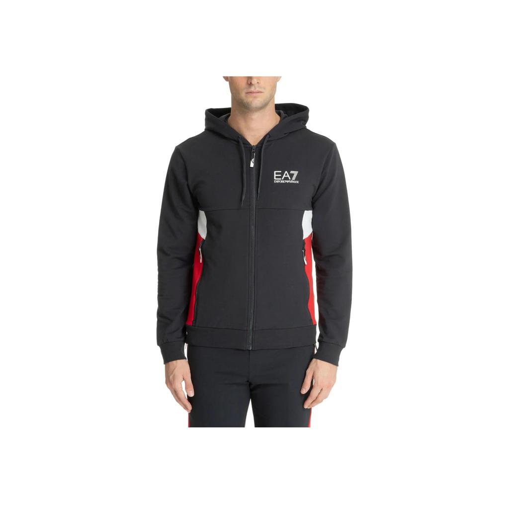 Emporio Armani Giacca con Cappuccio e Zip EA7 Stampa Lettere Color Block Uomo giacche Nero 3DPM15-PJLIZ-1578