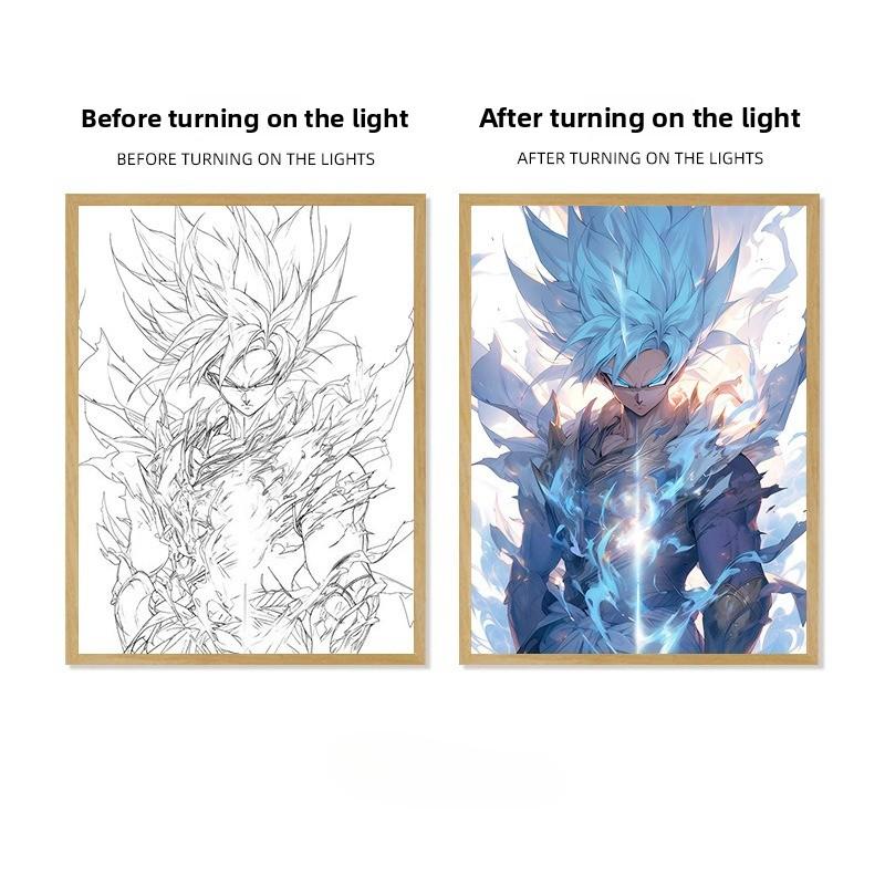 22cm/8.66in Dragon Ball Anime Light Painting Wukong Peripherals Night Led Luminous Cartoon Collectible Lamps Desk Party Supplies
