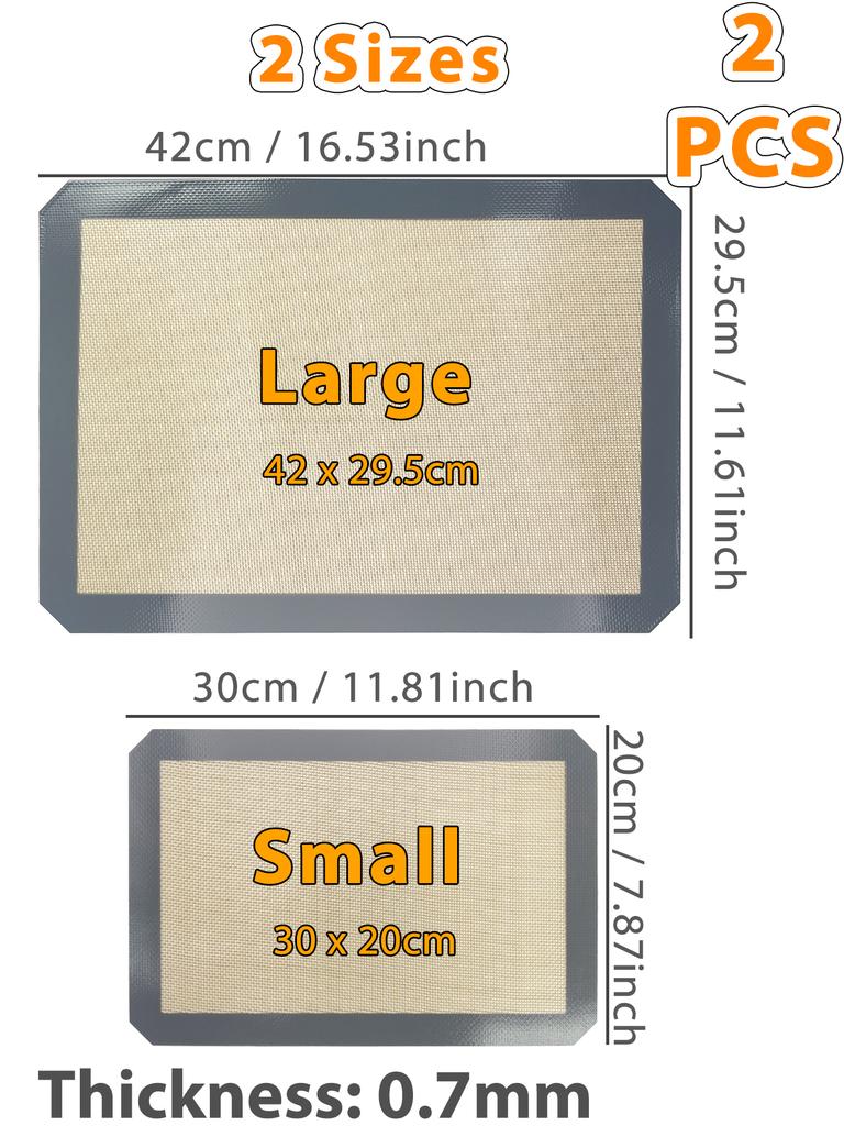1PC, 2PCS Silicone Baking Mats for Oven, 2 Sizes 30/42cm, Non Stick & Heat Resistant Bakeware Sheets, for Cookie, Macaron, Bread