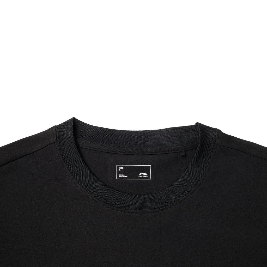 Li-Ning Comfortable Letter Print Round Neck Loose Short Sleeve T-Shirt Men Tops Black AHSV365-1