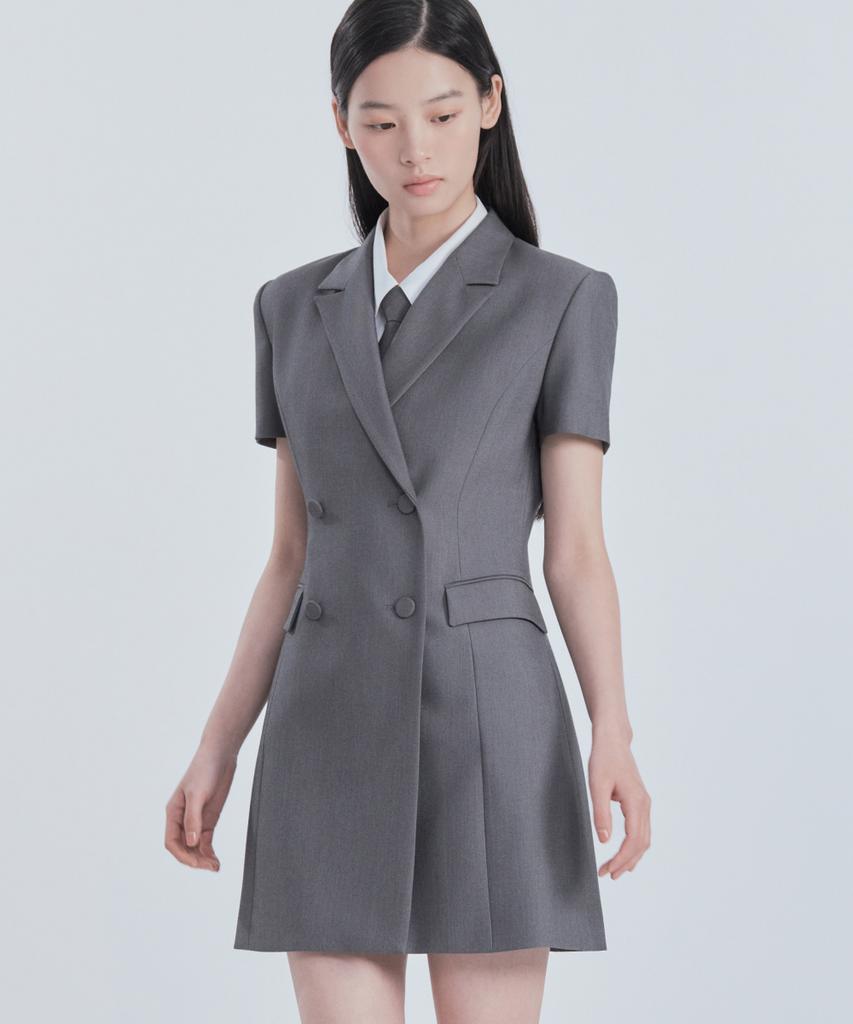 Mausolleum [Select Length] Jenn Half-Sleeve Suit Jacket Dress - Grey