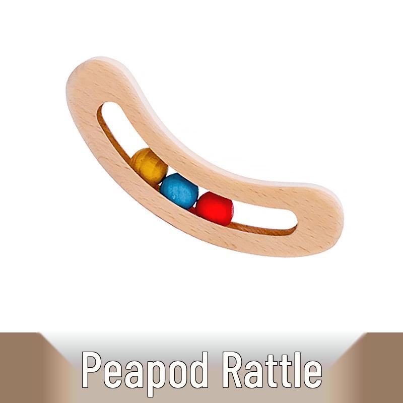 Infant Soothing Wooden Rattle Toy Set: Hand-Shaking Bell, Cage, and Baby Grip Car