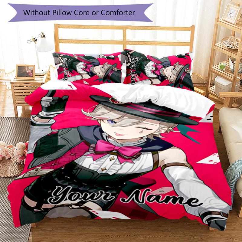3pcs Genshin Impact5 Cover Set - Personalized Name, HD Printed Bedding with 1 Cover and 2 Pillowcases - Perfect for Home Decor, Easy Care