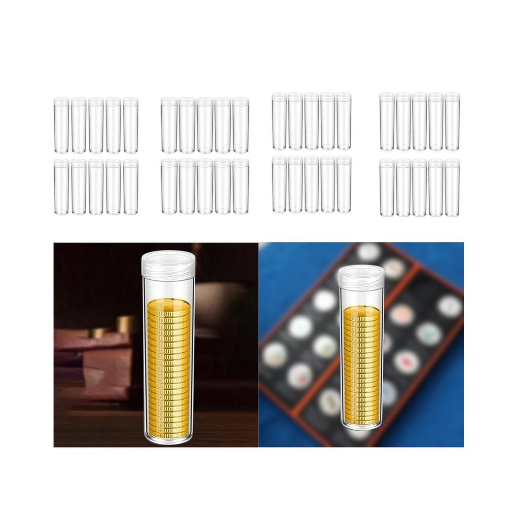10 Stück Münzaufbewahrungsröhrchen Stabil Rund für Münzsammlung Transparent