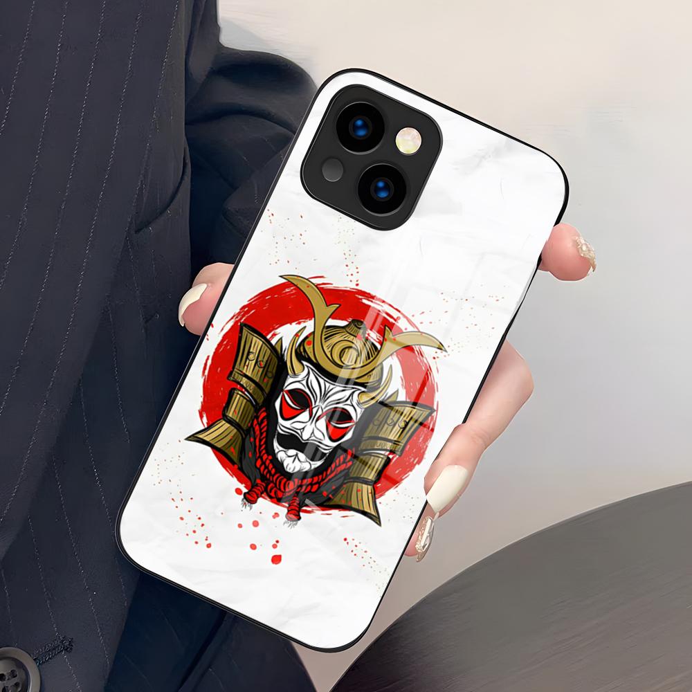 

Samurai Mask Phone Case For IPhone 17 Pro Max 15 Pro 16 14 Plus 12 13 Mini 11 Pro Shockproof Glass Cover iPhone11 ProMax
