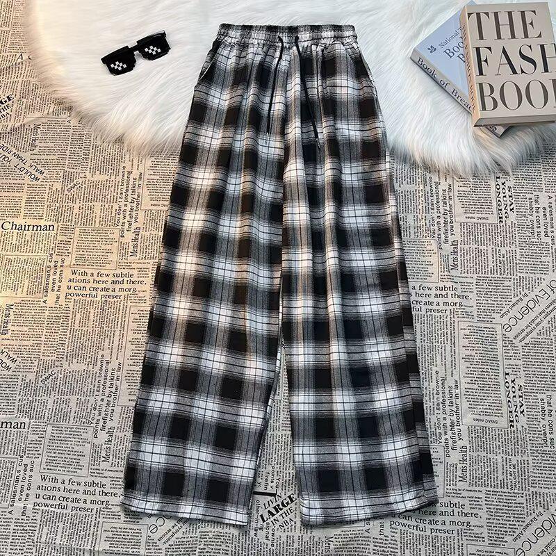 Men's 2022 Spring Loose Plaid Sweatpants – Street Vibe, All-Match, Straight-Fit.