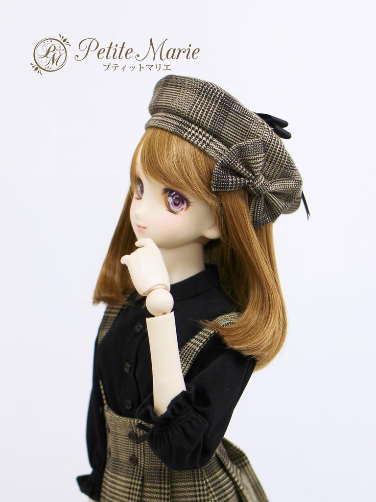 Petite Marie DD MDD Compatible British Glen Brown and with Cute for inch BJD Dolls 1/3 (DDH-01-10) Beret, Plaid, Black, Ribbon, 9-10 (40cm, 60cm)