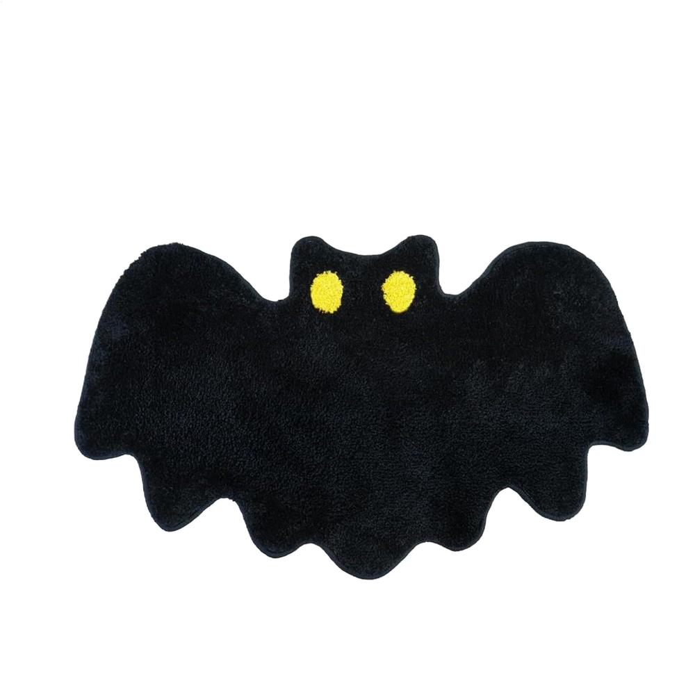 

2025 Halloween Faux Cashmere Rug 50x80cm Dirty-Resistant Floor Carpet Halloween Bat Welcome Door Mat For Gym Patio Bedside чёрный