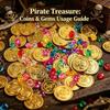 50Pcs Pirate Gold Coins With 20pcs Gemstone Halloween Birthday Party Decor Treasure Box Filler Haunted House Prop Christmas Gif