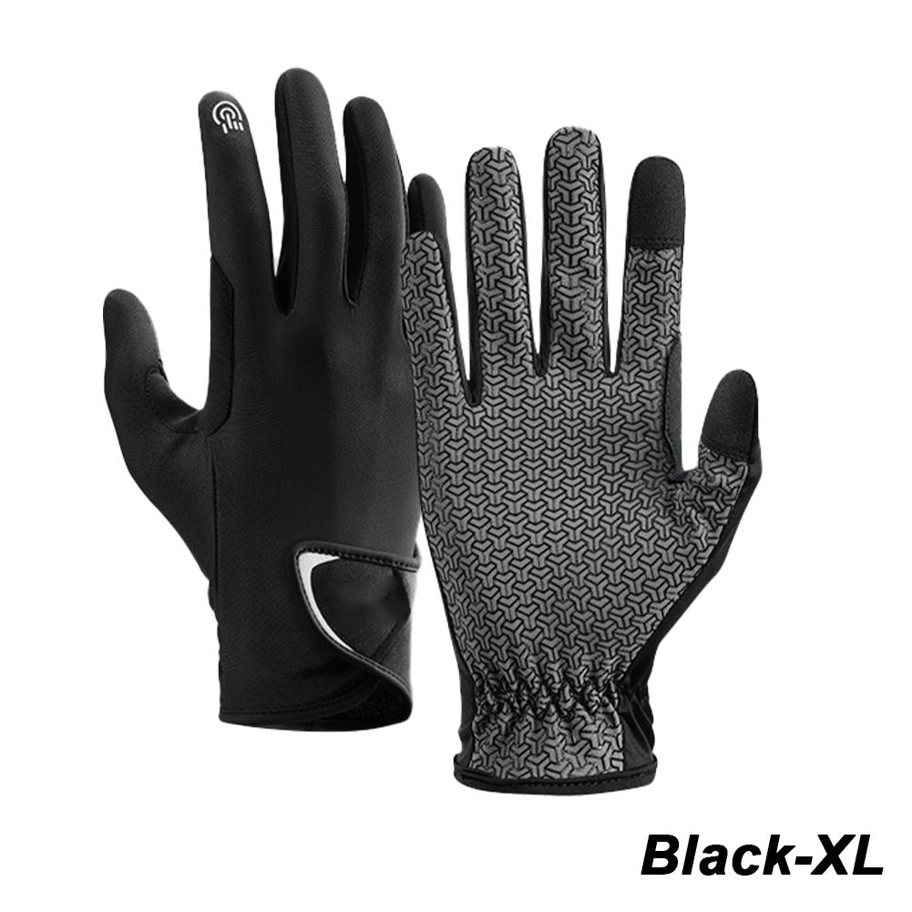 

1 пара спортивних рукавичок для гольфу для їзди на відкритому повітрі, для їзди на велосипеді, для альпінізму, протиковзких, з дихаючим сенсорним екраном, тонких рукавичок із льодового шовку XL чорний