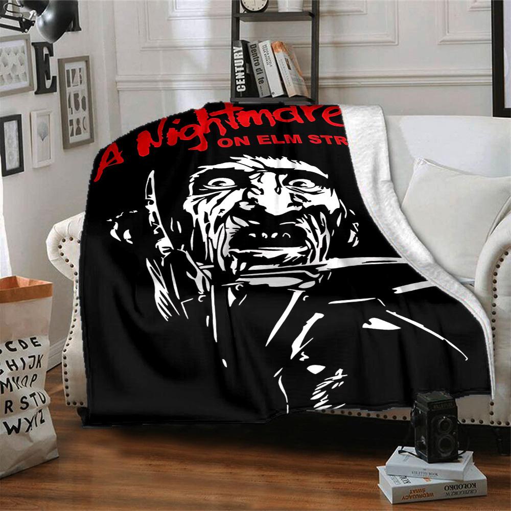 1pc A Nightmare on Elm Street Flannel Throw Blanket - HD Printed Lightweight Soft Warm All-Season Blanket for Sofa, Bed, Travel, Camping 054