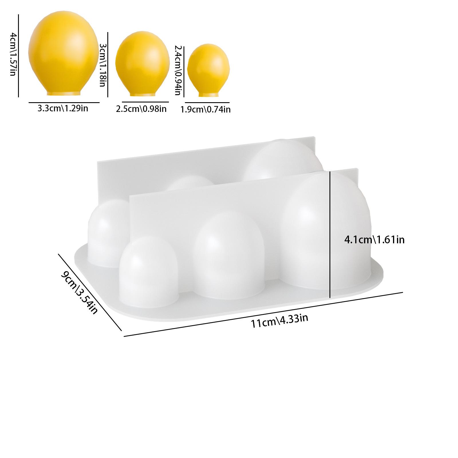 

Six-grid Large, Medium And Small Three-dimensional Balloon Silicone Mold Diy Chocolate Cake Decoration Plaster Candle Mold білий