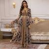 New Middle East Mesh Embroidery Robe One-piece Dress Set Embroidered Robe and Dress Set