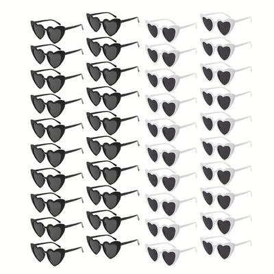 40 Pairs Heart-shaped Glasses Retro Wedding Party Black Frame Lightweight Plastic Bridesmaids Accessories