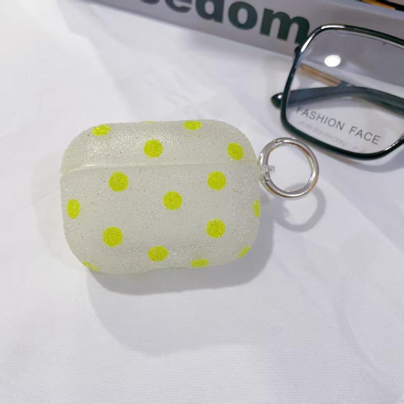 Cute sparkling polka dot headphone case suitable for soft silicone protective case with keychain anti drop shell