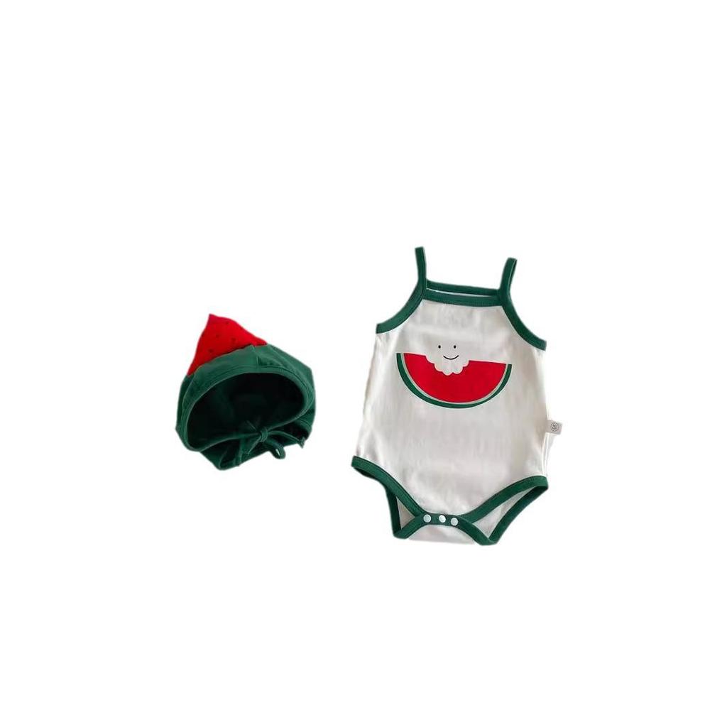 Koreanischer Wassermelonen-Baby-Strampler: Niedlicher, ärmelloser Sommer-Krabbelanzug für Jungen und Mädchen