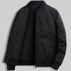 Men Cotton Coat Solid Color Stand Collar Long Sleeve Casual Baseball Style Coat with Pockets Winter Thickened Warm Outerwear
