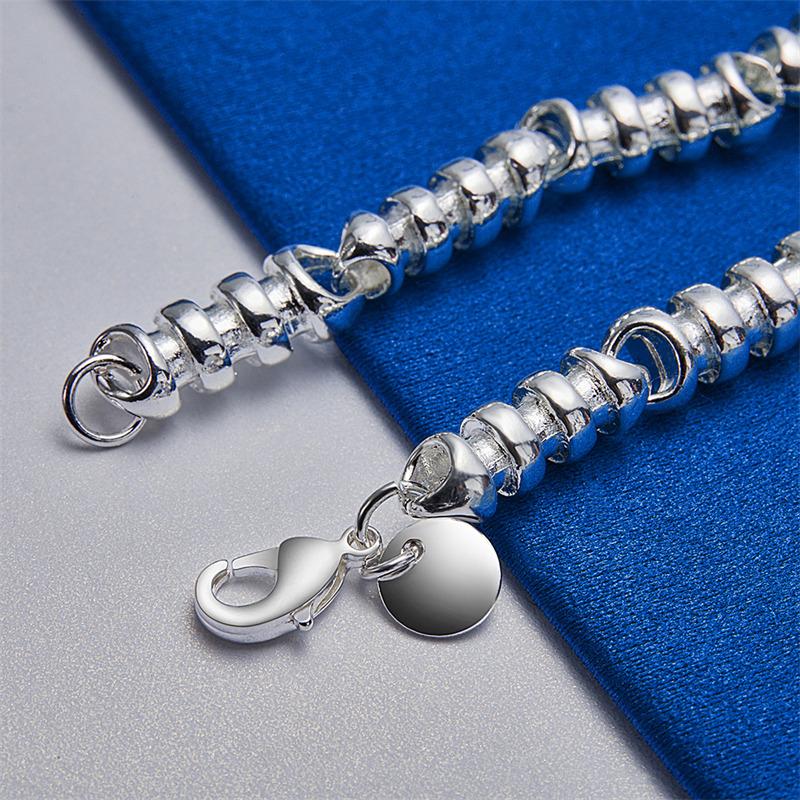 925 Sterling Silver 8-inch Exquisite Bead Bracelet, Fashionable Women's Party Wedding Accessories Jewelry