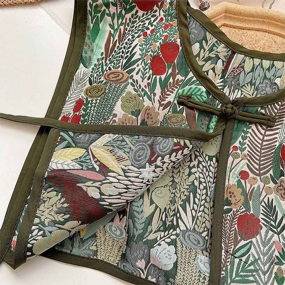 Motif Aléatoire Gilet Brodé pour Femmes Gilet Vintage à Lacets Mode Faux Col Capelet Féminin