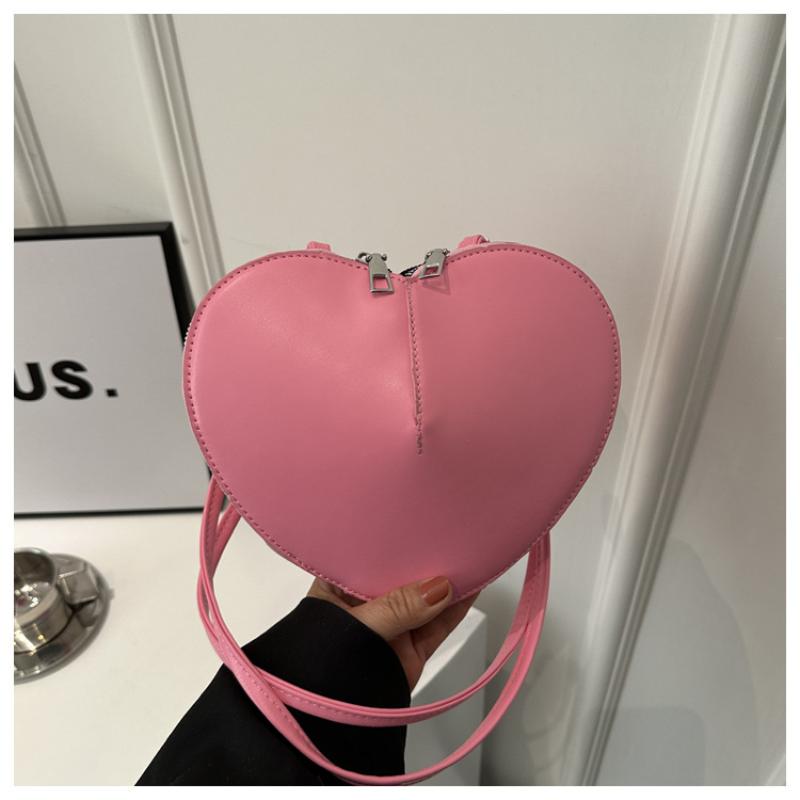 

Cute Heart Shaped Crossbody Bag For Women Solid Color Pu Leather Shoulder Bag Fashionable Personality Crossbody Bag