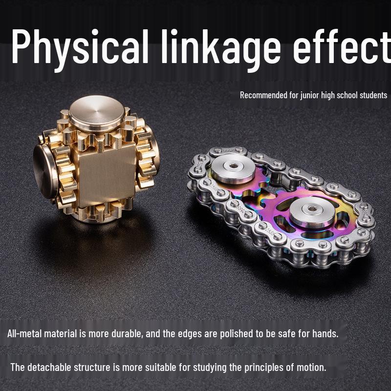 Nine-Tooth Pure Copper Metal Alloy Gear-Linked Fidget Spinner Ferris Wheel with 34-Gear Rubik's Cube Design