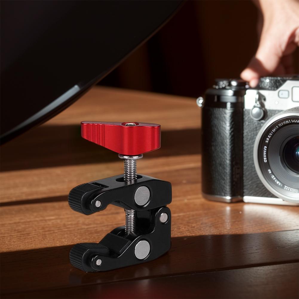 Photography Super Clamp with 1/4in and 3/8in Thread Clip Super Holder Stand for Studio Flash Light Camera Tripod Monopod