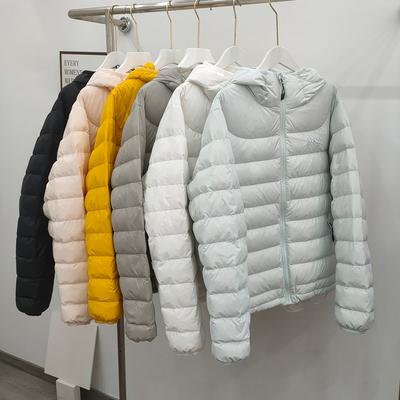 European and American Ribs Down Jacket Women's Autumn and Winter New Fashion Casual Hooded Light Duck Down Jacket Warm Jacket