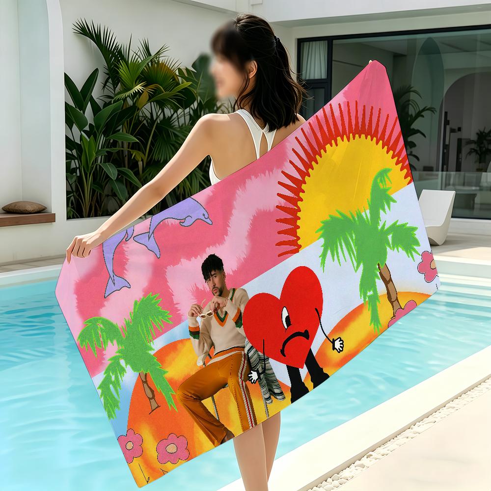 Singer Bad B-Bunny Towel Yoga Gym Yoga Gym Lightweight Portable for Swimming Beach Travel Sports Accessories Sandproof