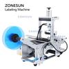 ZONESUN ZS-TB101 Tabletop Single Double Side Round Bottle Labeling Machine Slideway Automatic Feeders Label Sticker Machine