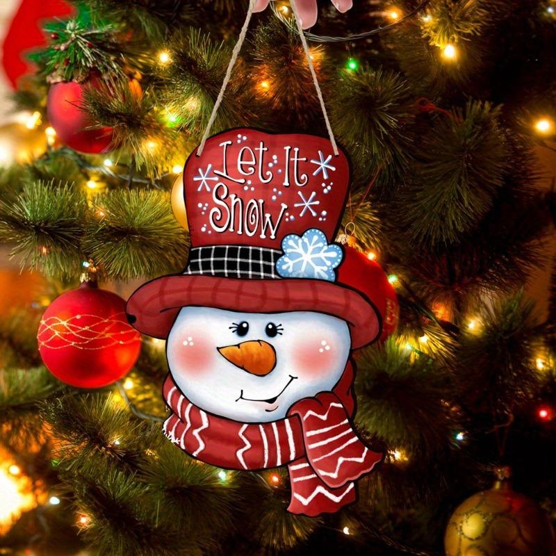 1pc Three-dimensional Christmas snowman wooden pendant holiday party porch decoration hanging wood chip hanging ornament