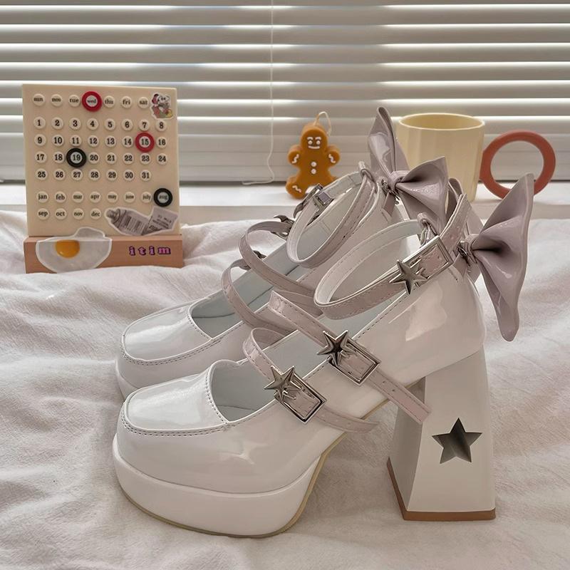 

Модные кожаные туфли Мэри Джейн для женщин, ретро, новый весенний стиль 2024 года, туфли на высоком толстом каблуке в стиле Лолита, японские одинарные туфли JK 39