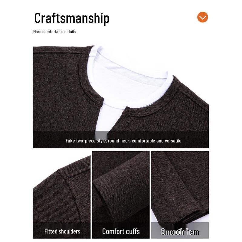 ROMON Men's Faux Two-Piece Wool Blend Thermal Knit Sweater