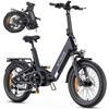ENGWE L20 BOOST - 20-Zoll-Elektrofahrrad - Reichweite 140 km - Abnehmbarer Akku 48 V 13 Ah - 250 W Motor - Schwarz