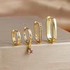 4PCS Luxury Gold Plated U-shape Hoop Earrings Set for Women Geometric Pendant Huggie Punk Unisex Rock Earring Piercing Jewelry