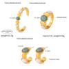 Retro Oval Stone Open Bangle & Gold-Plated Titanium Steel Earring Set for Women