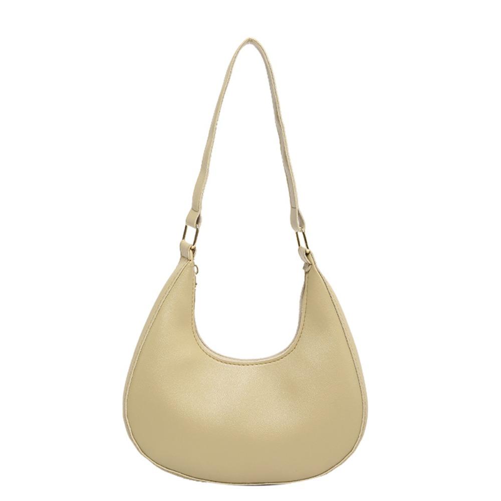Shoulder Pouch PU Shoulder Bag Solid Color Hobo Bag Elegant Crescent Moon Underarm Bag  Travel
