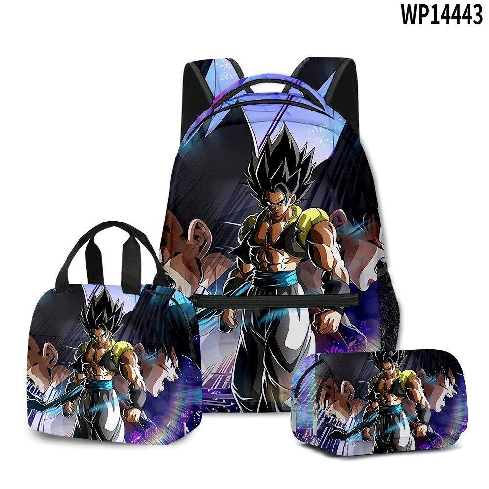 3D Animation Wukong Dragon Ball Super Student School Bag Backpack Lunch Bag Pencil Bag Three-Piece Set