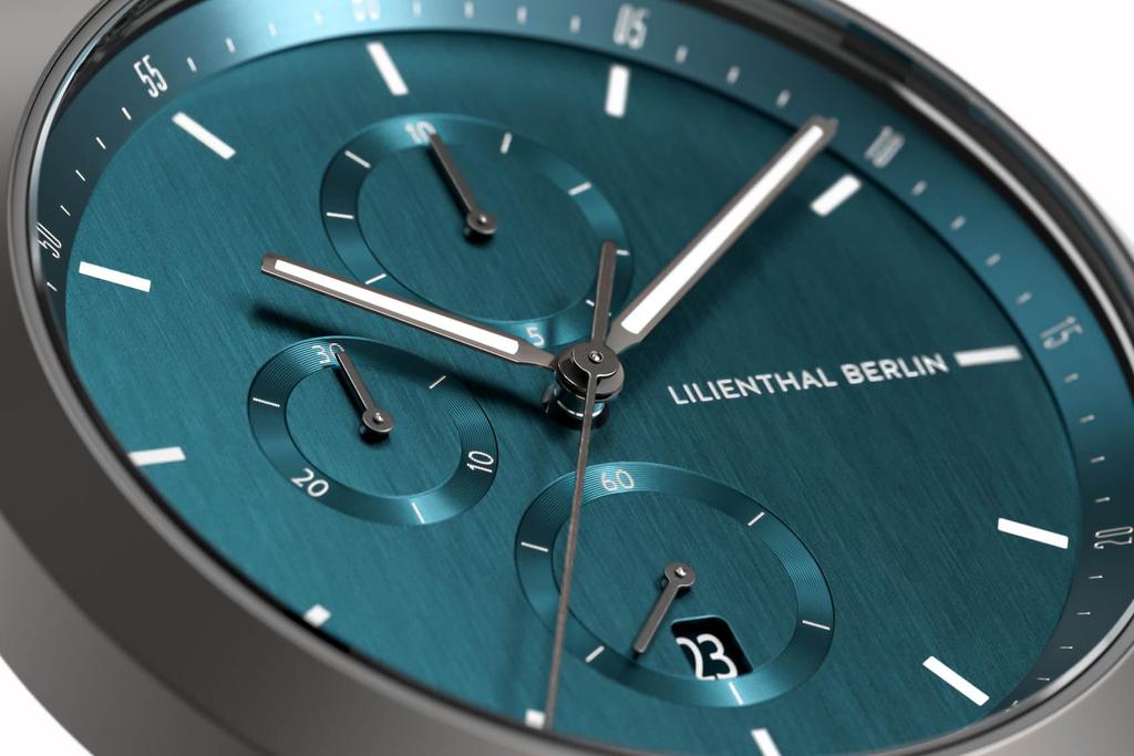 Lilianthal Berlin Chronograph Watch with Date Made in Black Men's Display, Germany, C01-112-B004F,