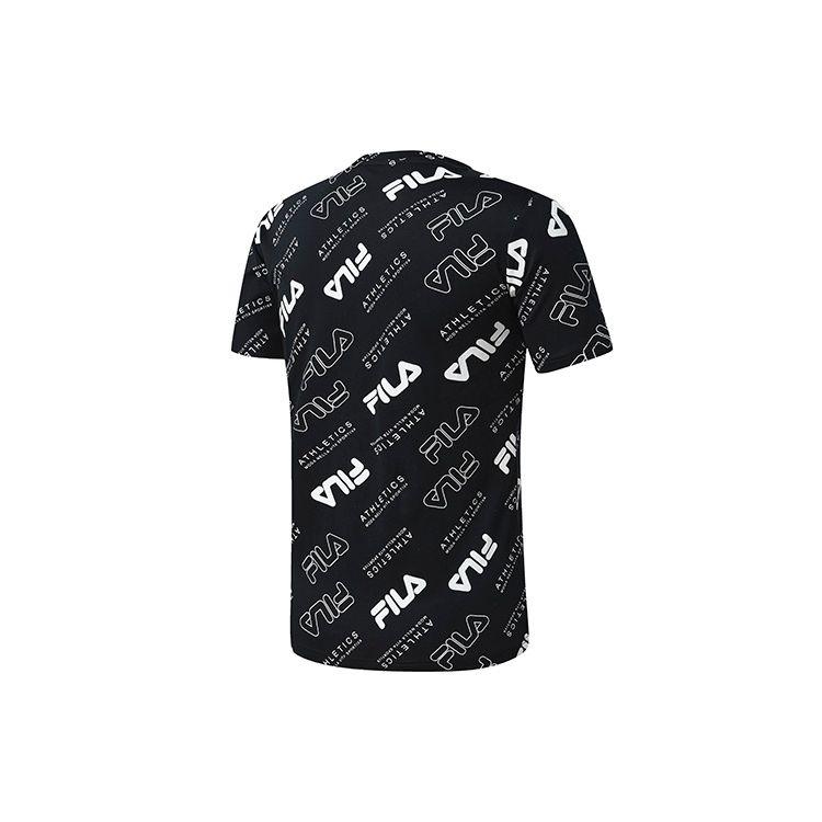 Fila Letter Logo All Over Print Round Neck Sports Knit Short Sleeve T-Shirt Men Tops A11M311103F-ZA