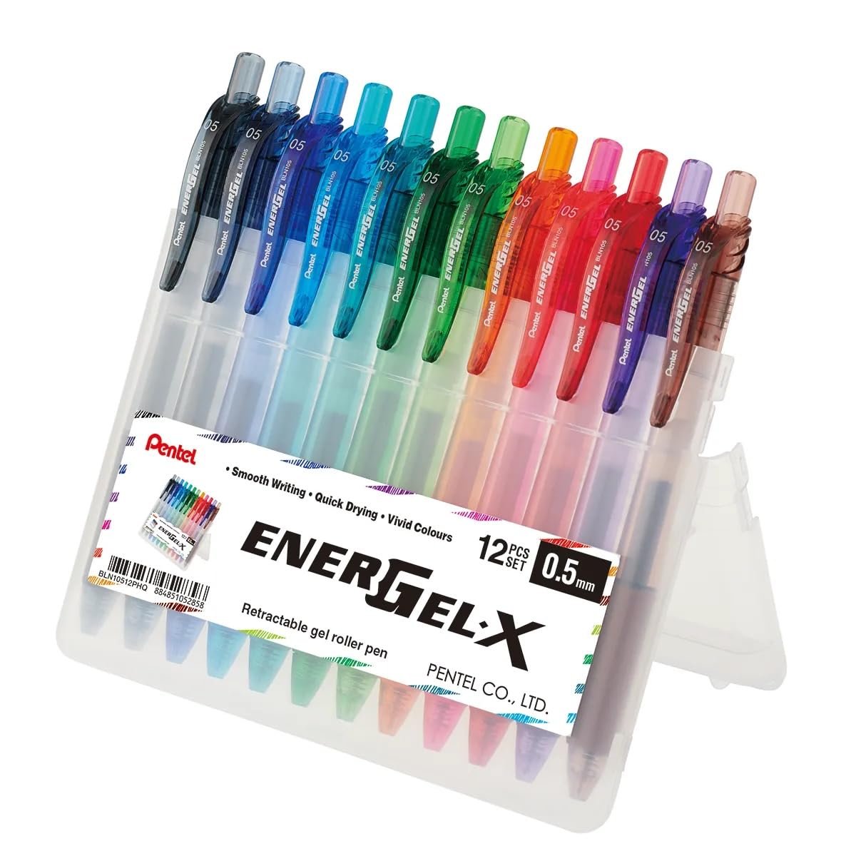

PENTEL ENERGEL Гелевая шариковая ручка в футляре, Ручка, Чернила, Выдвижная, 0,5 мм, BLN105-12SET, Набор из 12 цветов, ENERGEL-X, [Б/у]