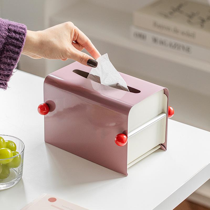 Iron Removable Tissue Box Office Crafts Seat Type Toilet Paper Dispenser Multifunctional Home Bedroom Tissue Storage Case