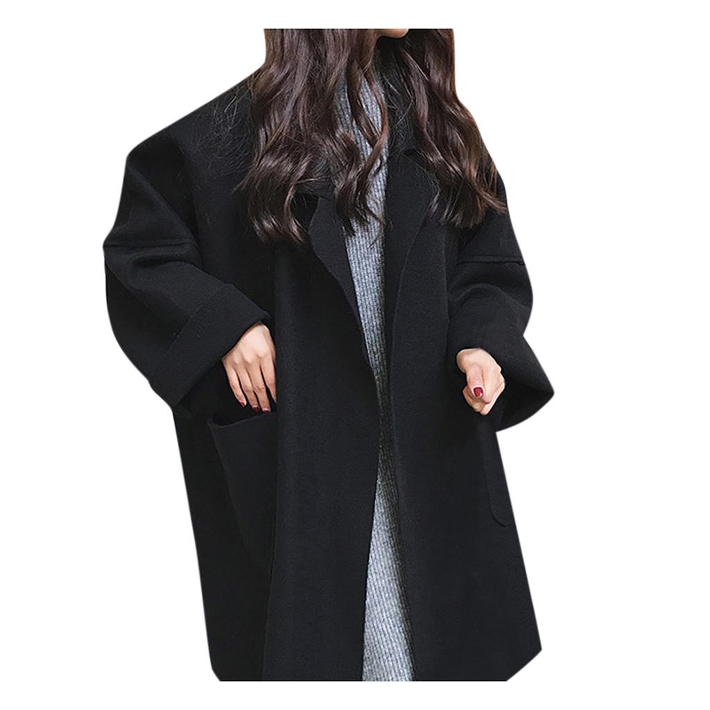 Fashion Women Pocket Long Sleeve Cardigan Casual Loose Sweater Tops Trench Coat