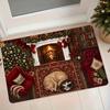 1pc Christmas Fireplace Cozy Home Scene Flannel Floor Mat, Absorbent Non-Slip Doormat for Entryway, Foyer, Bathroom, and Bedside Rug for Bedroom