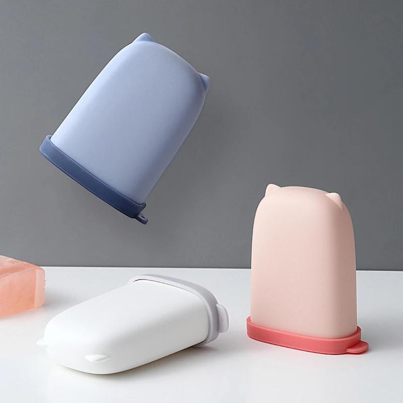 Tragbare Silikon-Seifenschale, wasserdichter Behälter, niedlich, zum Verschließen im Freien, Aufbewahrungsbox, Reise-Organizer, Badezimmer-Produkte