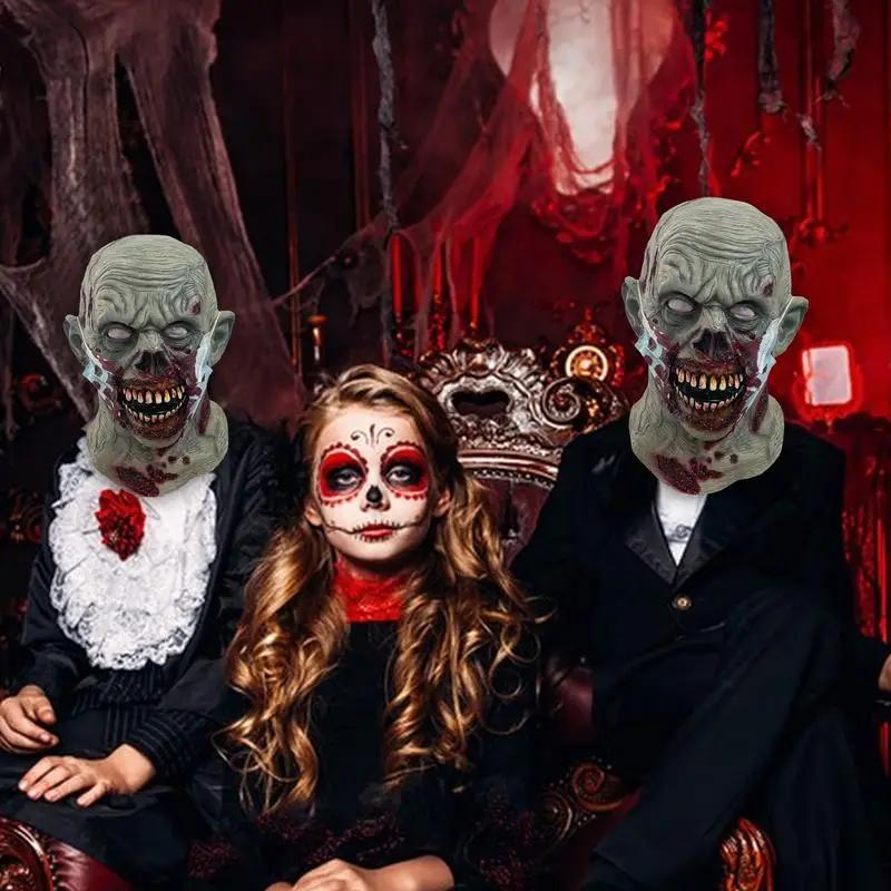 Zombie-Kopfschmuck, Horror-Gesicht, Latex-Kostüm-Zubehör, blutiger Zombie-Helm, Vollgesichts-Kopfschmuck
