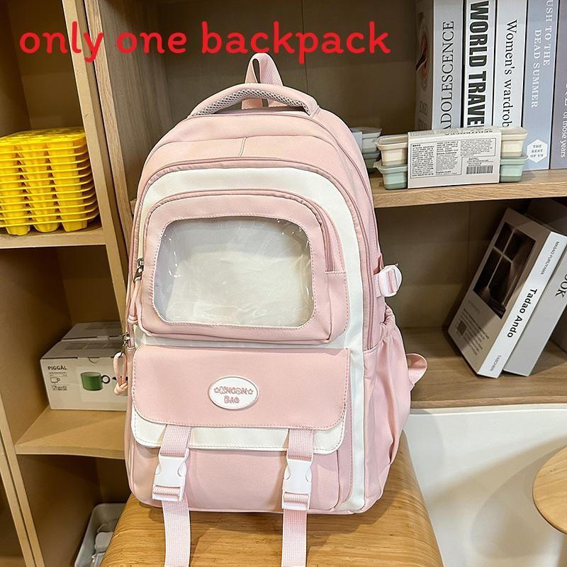 Simple Big Capacity Backpack With Transparent Compartments And Letter Decor