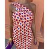Summer Sexy Print One Shoulder Dress Women Elegant Retro Backless High Street Dresses Female Fashion Chic Slim Sleeveless Party Clothes
