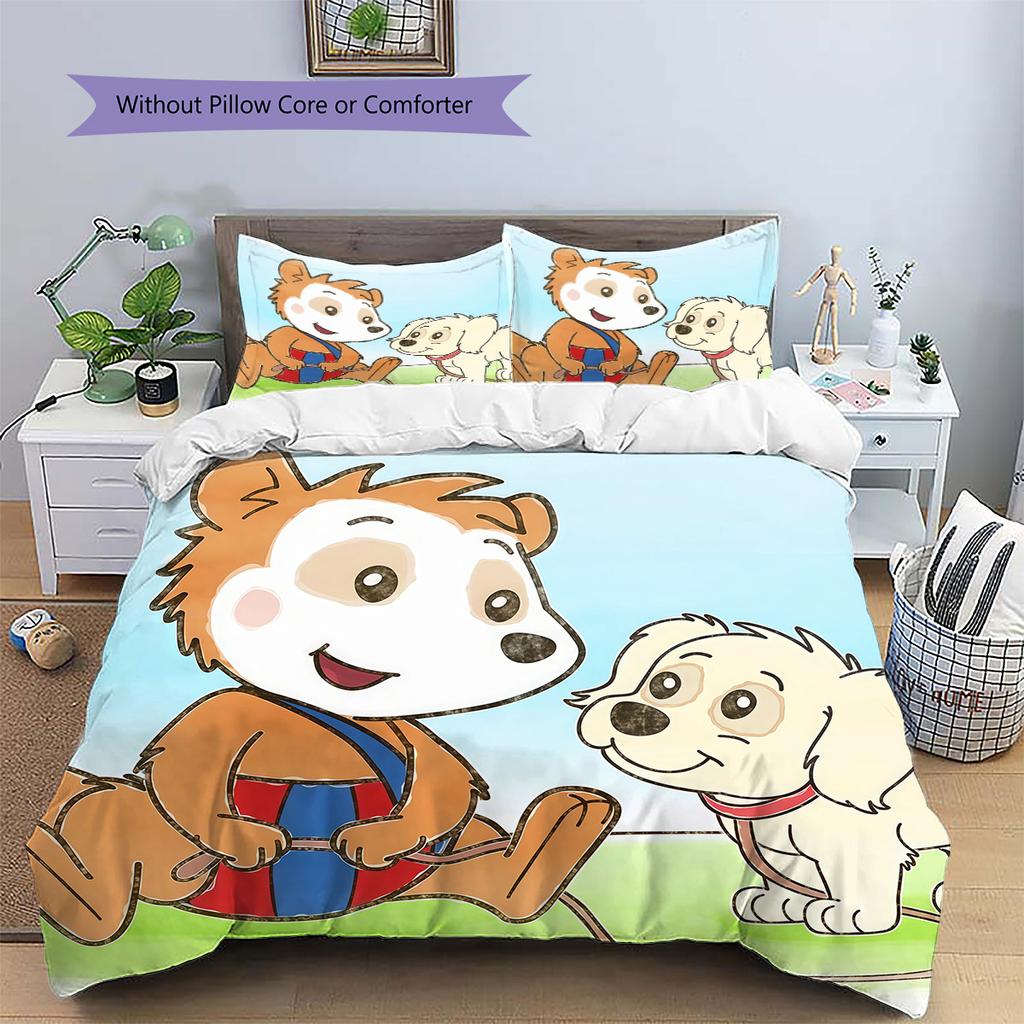 Parure de lit motif Lérots Bobo Ensemble couette Décoration de maison Cadeau (1 * housse de couette + 2 * taie d'oreiller sans garnissage)