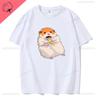 Hamster with A Mouth Full of Food Graphic T Shirts Women Kawaii Funny Cartoon Tshirt Casual High Quality Cotton Unisex Shortsleev
